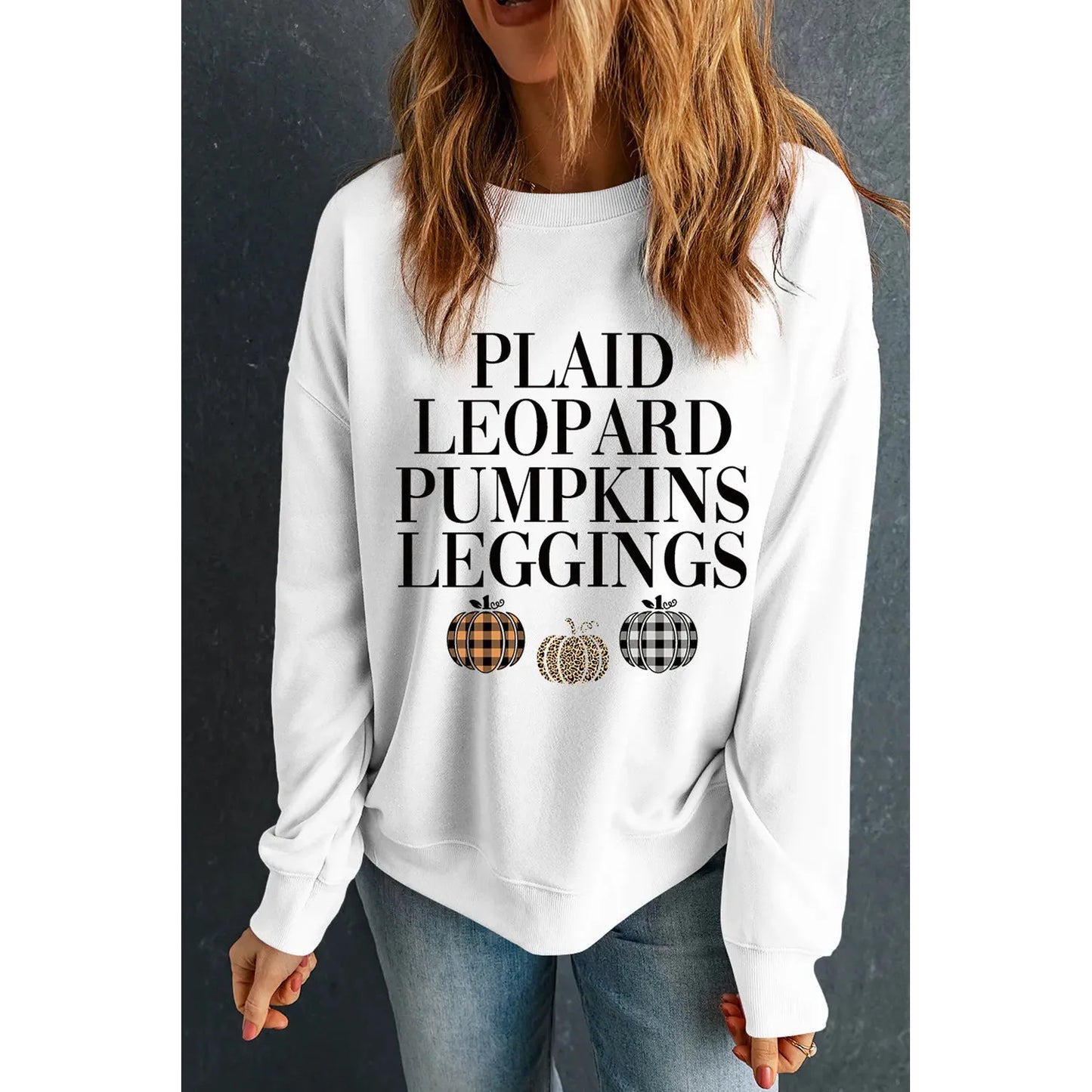 Letter Graphic Round Neck Long Sleeve Sweatshirt