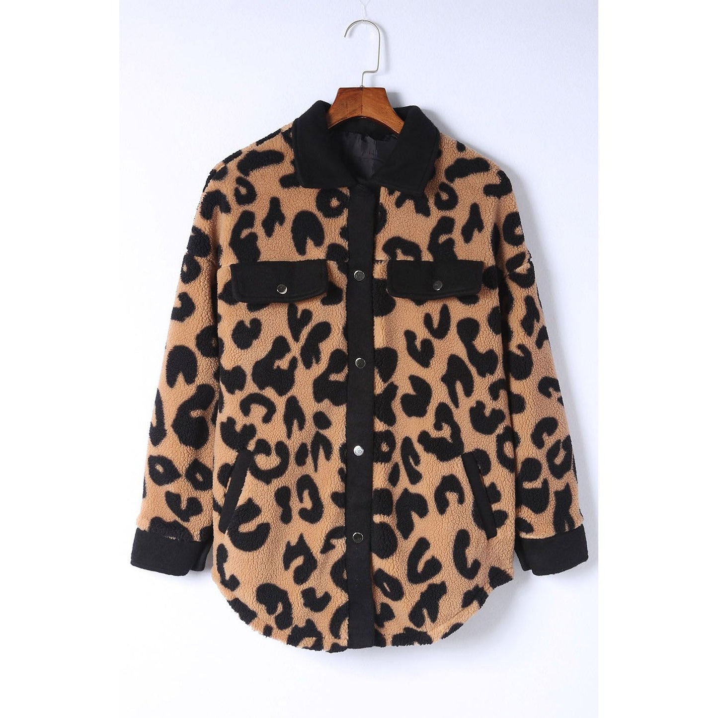 Leopard Button Up Long Sleeve Jacket