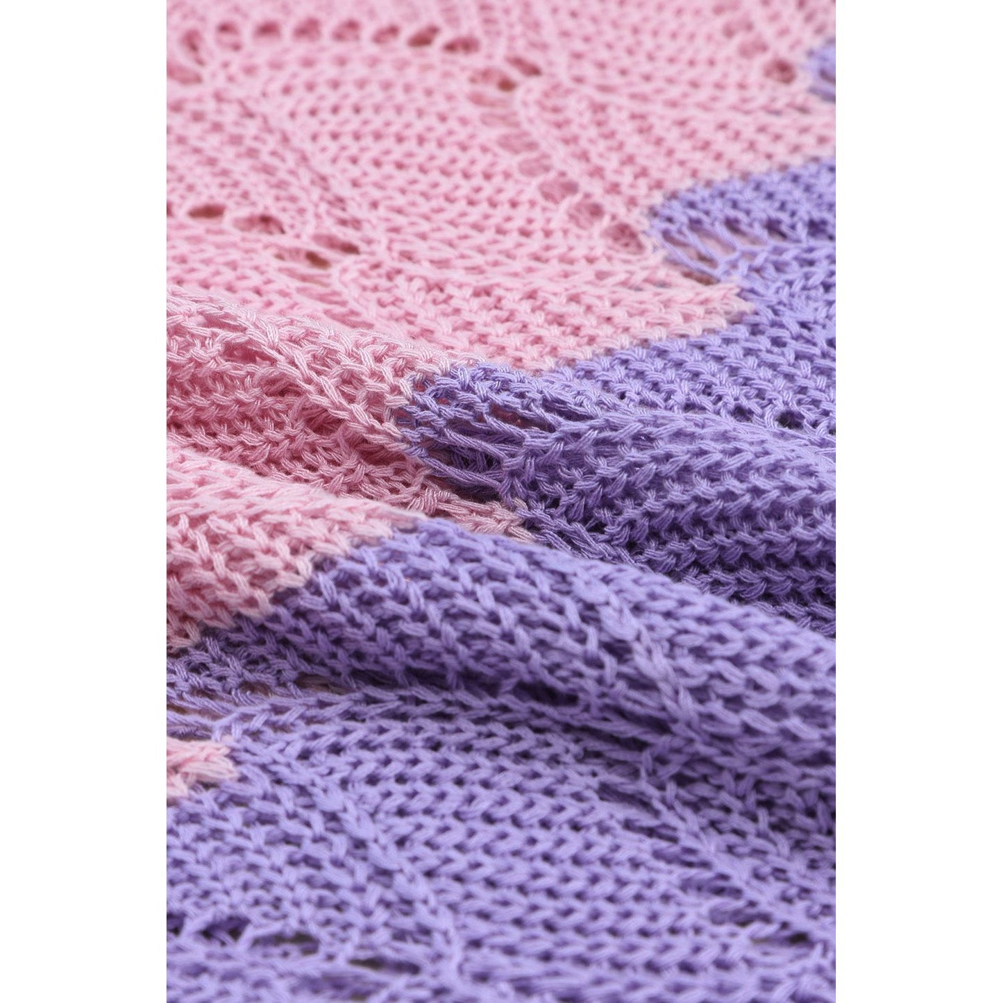 Color Block Hollow Boat Neck Sweater