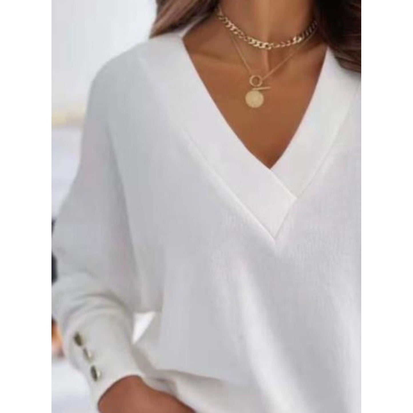 V-Neck Long Sleeve Sweatshirt