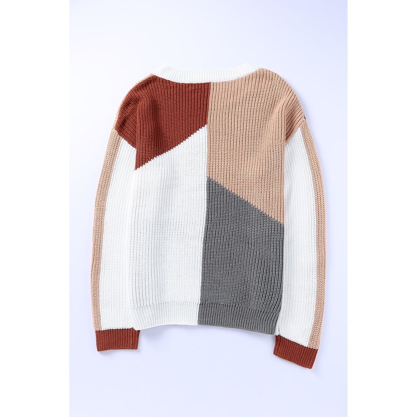 Color Block Drop Shoulder Long Sleeve Sweater