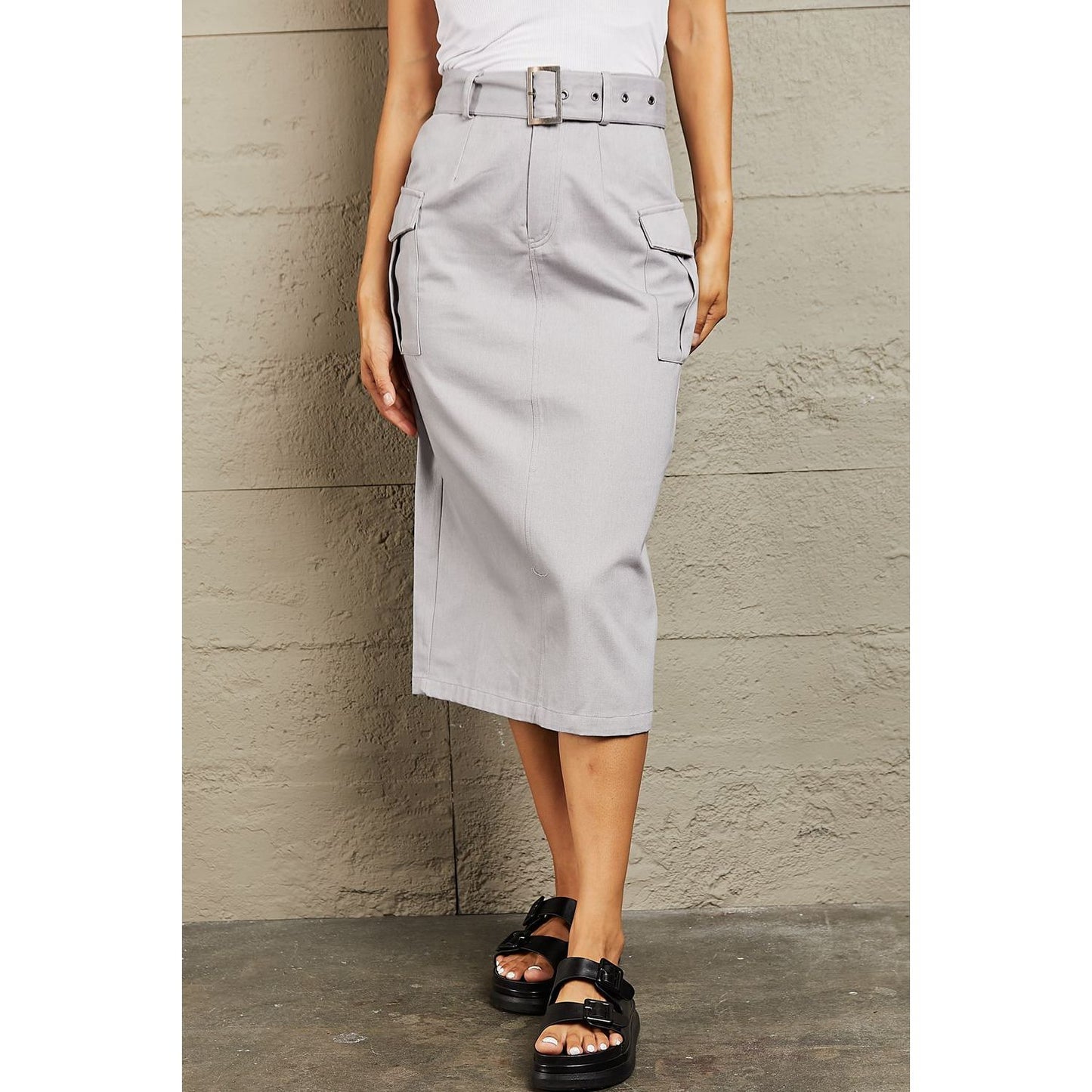 HYFVE Professional Poise Buckled Midi Skirt