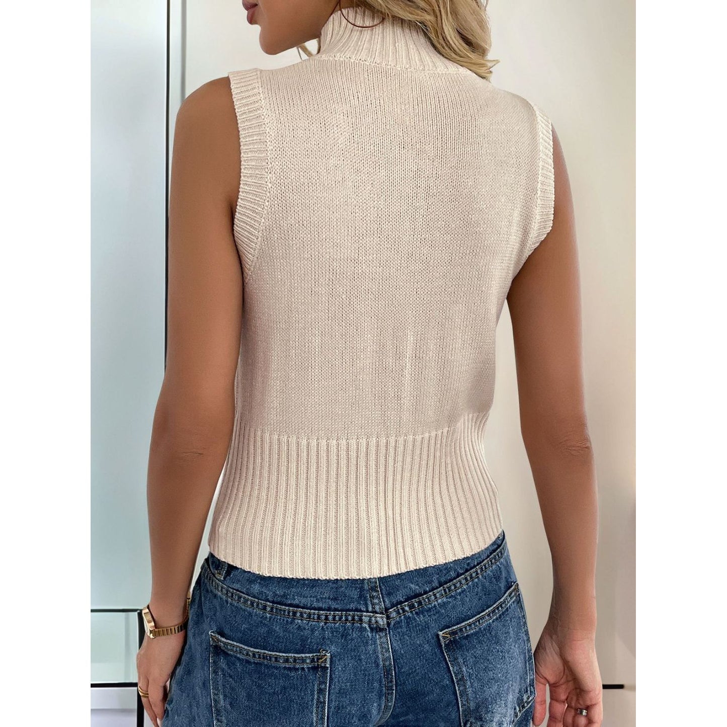 Perfee Zip Up Mock Neck Sweater Vest