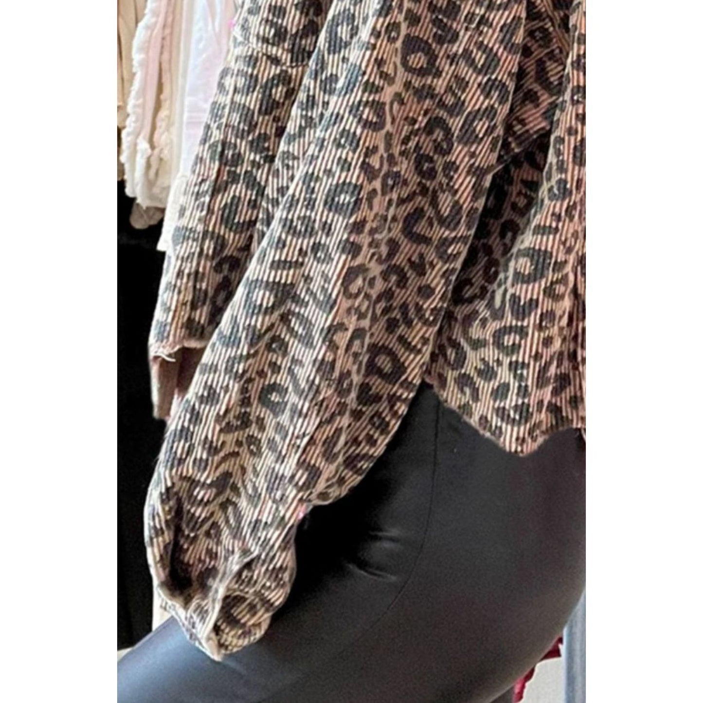 Leopard Button Down Long Sleeve Jacket