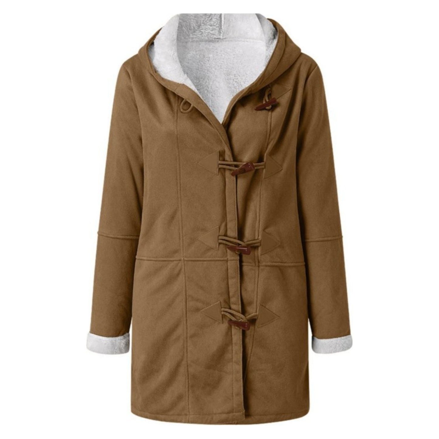 Full Size Pocketed Long Sleeve Hooded Toggle Jacket