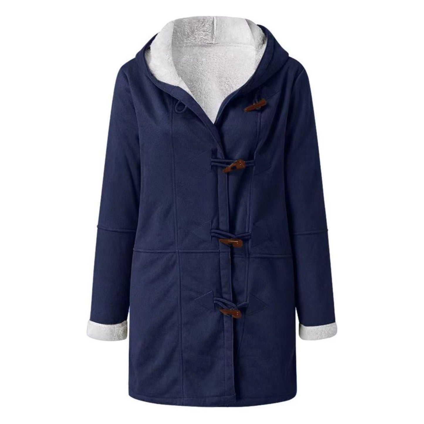 Full Size Pocketed Long Sleeve Hooded Toggle Jacket