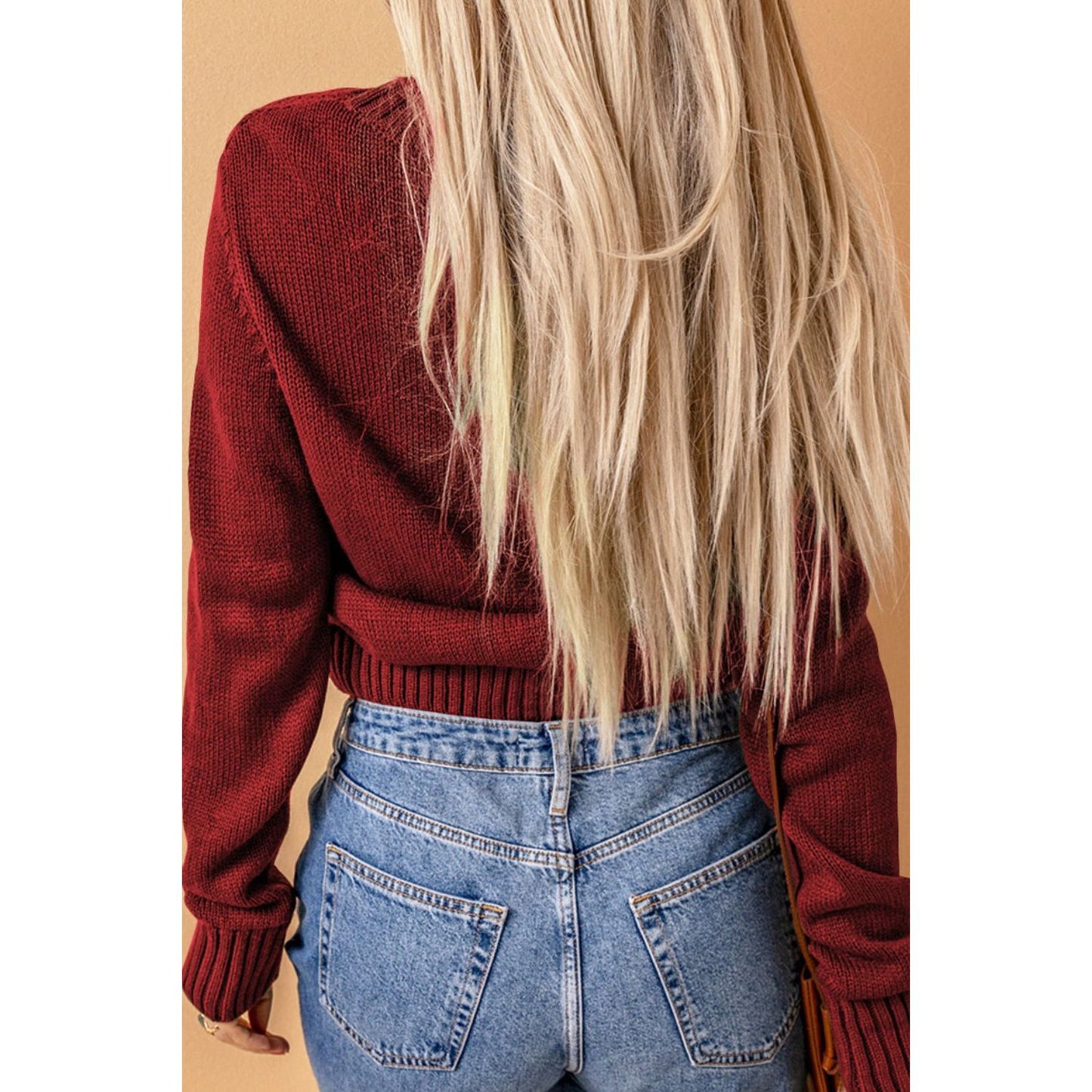 Cable-Knit Button Down V-Neck Cardigan