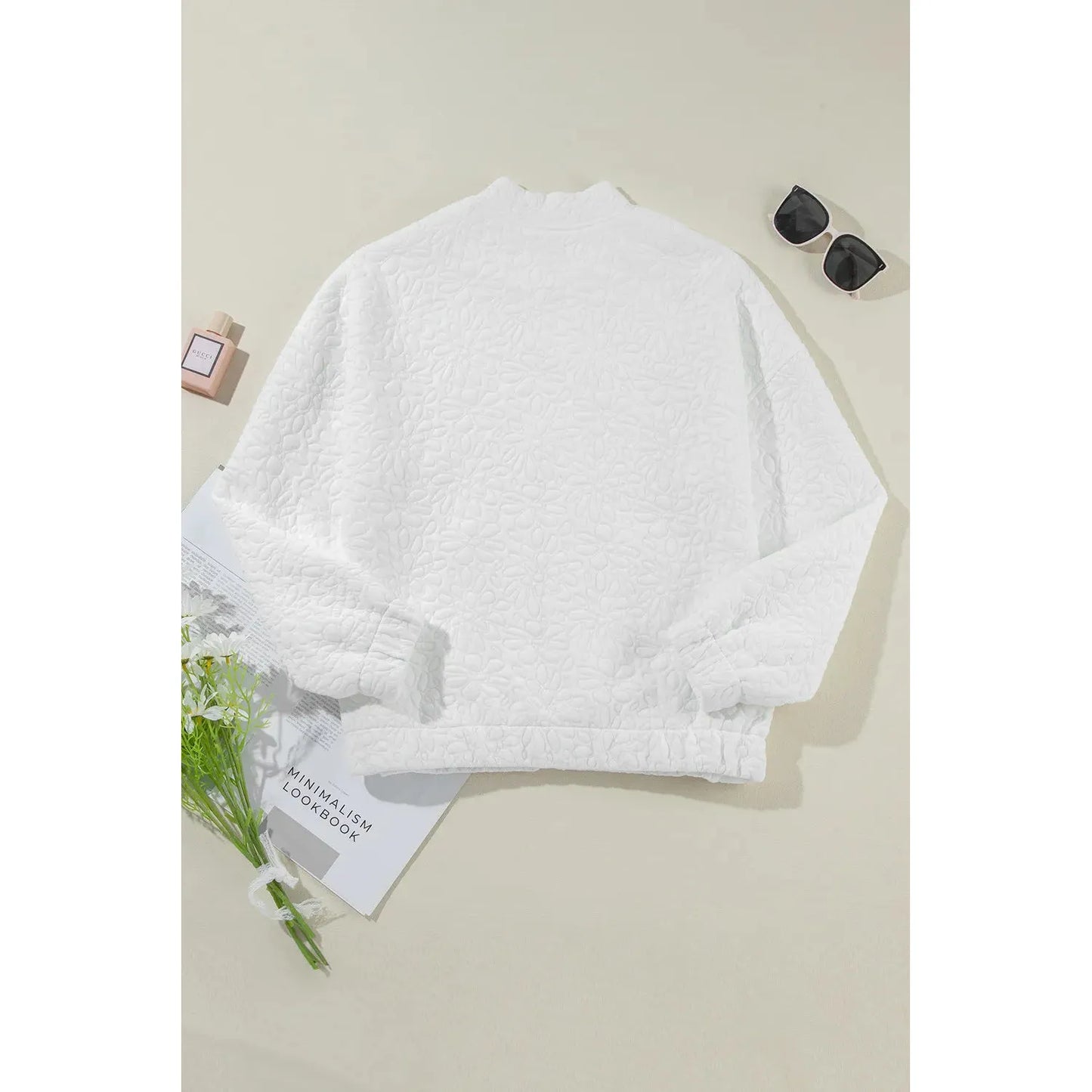 Baseball Collar Floral Quilted Jacket