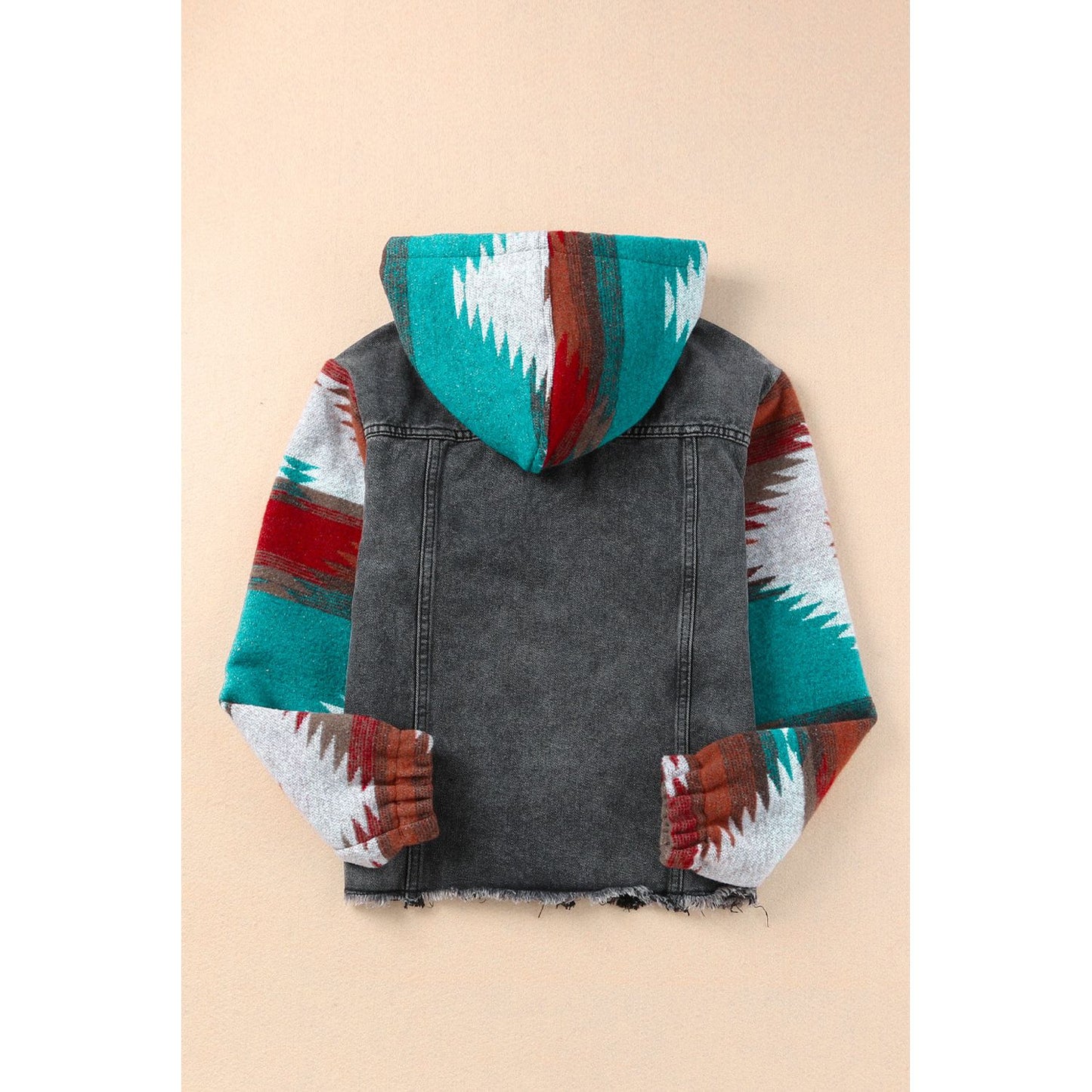 Drawstring Hooded Pocketed Denim Jacket