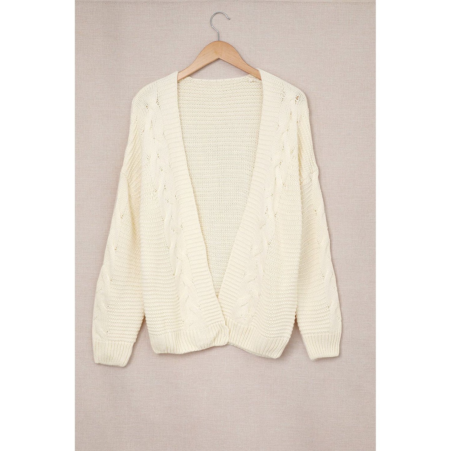 Cable-Knit Open Front Cardigan