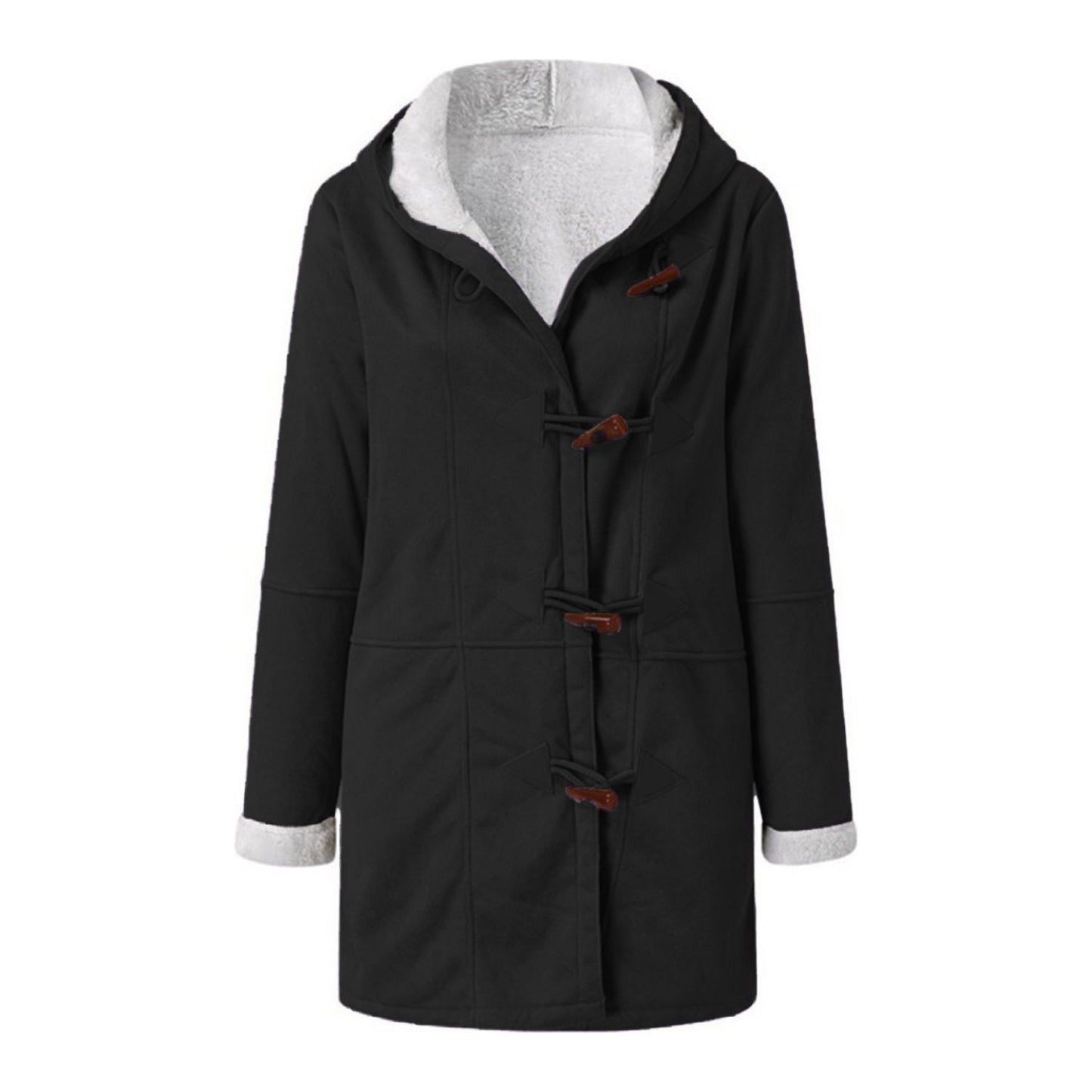 Full Size Pocketed Long Sleeve Hooded Toggle Jacket