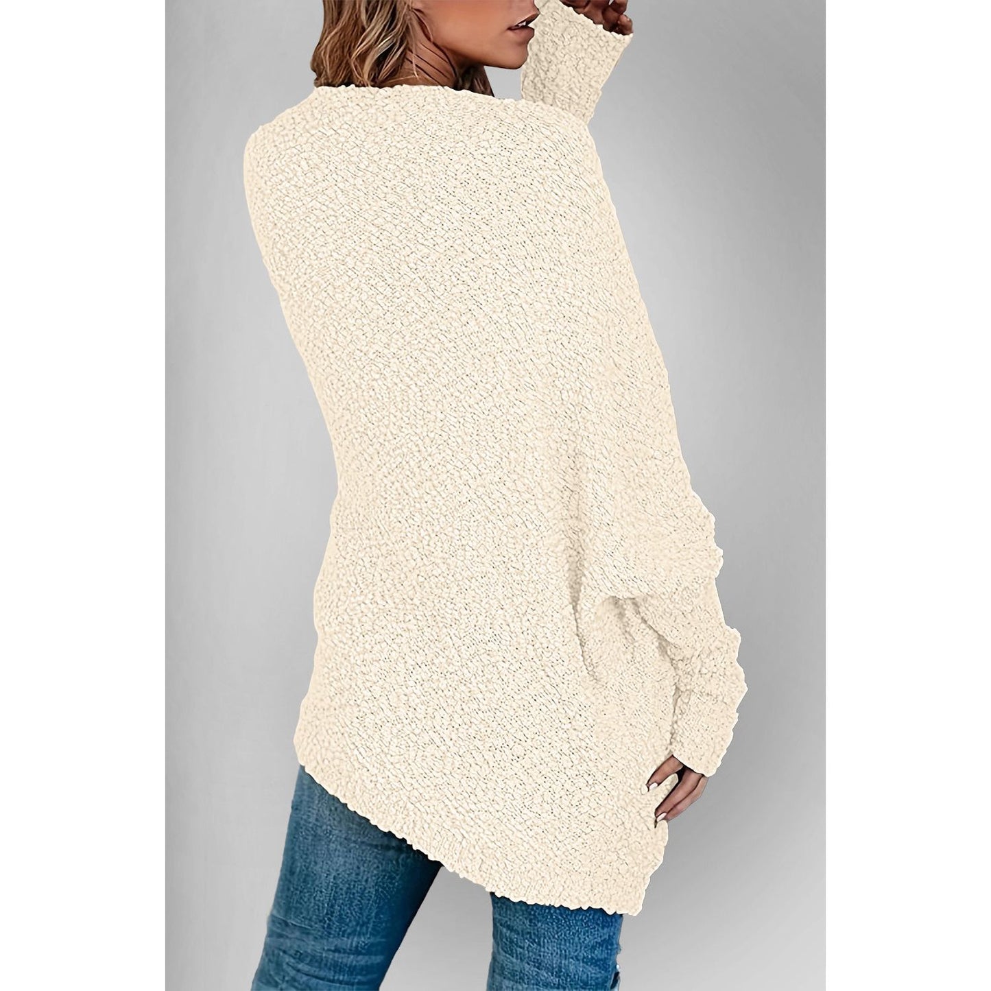 Double Take Pocketed Open Front Long Sleeve Cardigan