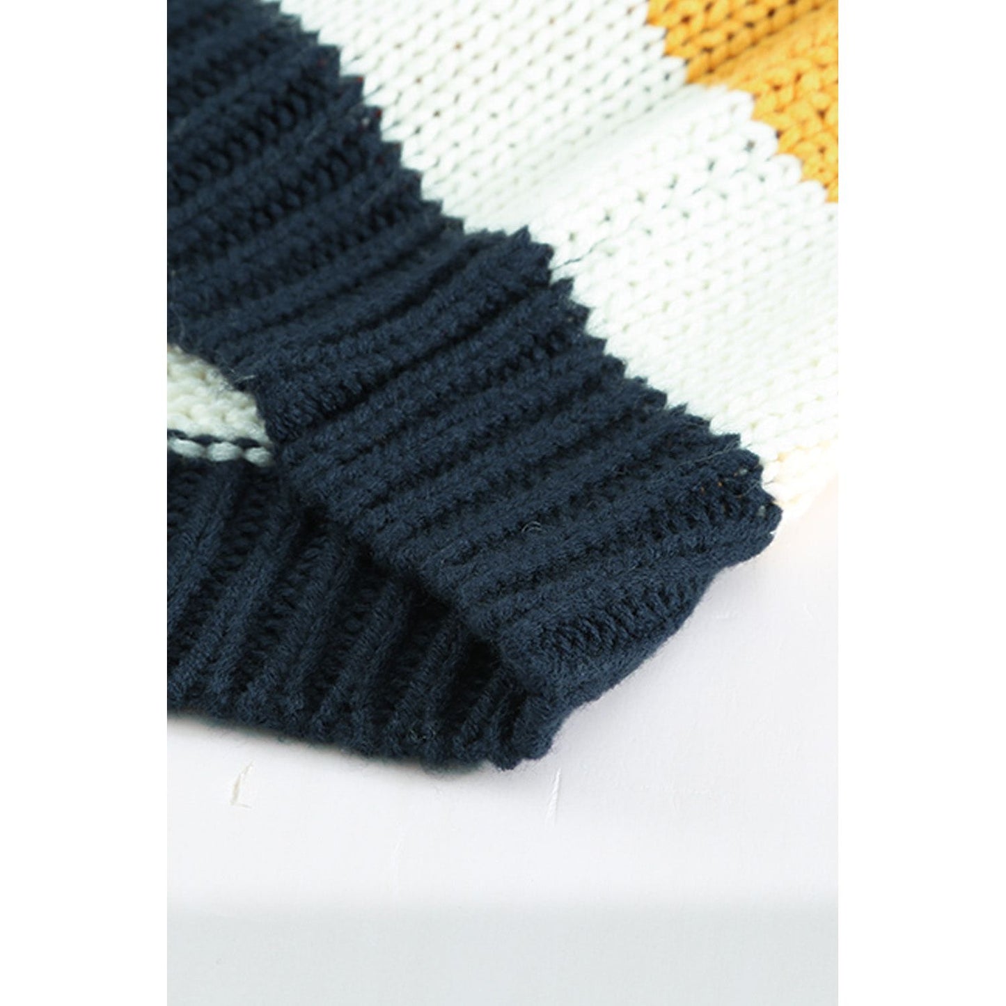 Color Block Round Neck Dropped Shoulder Sweater