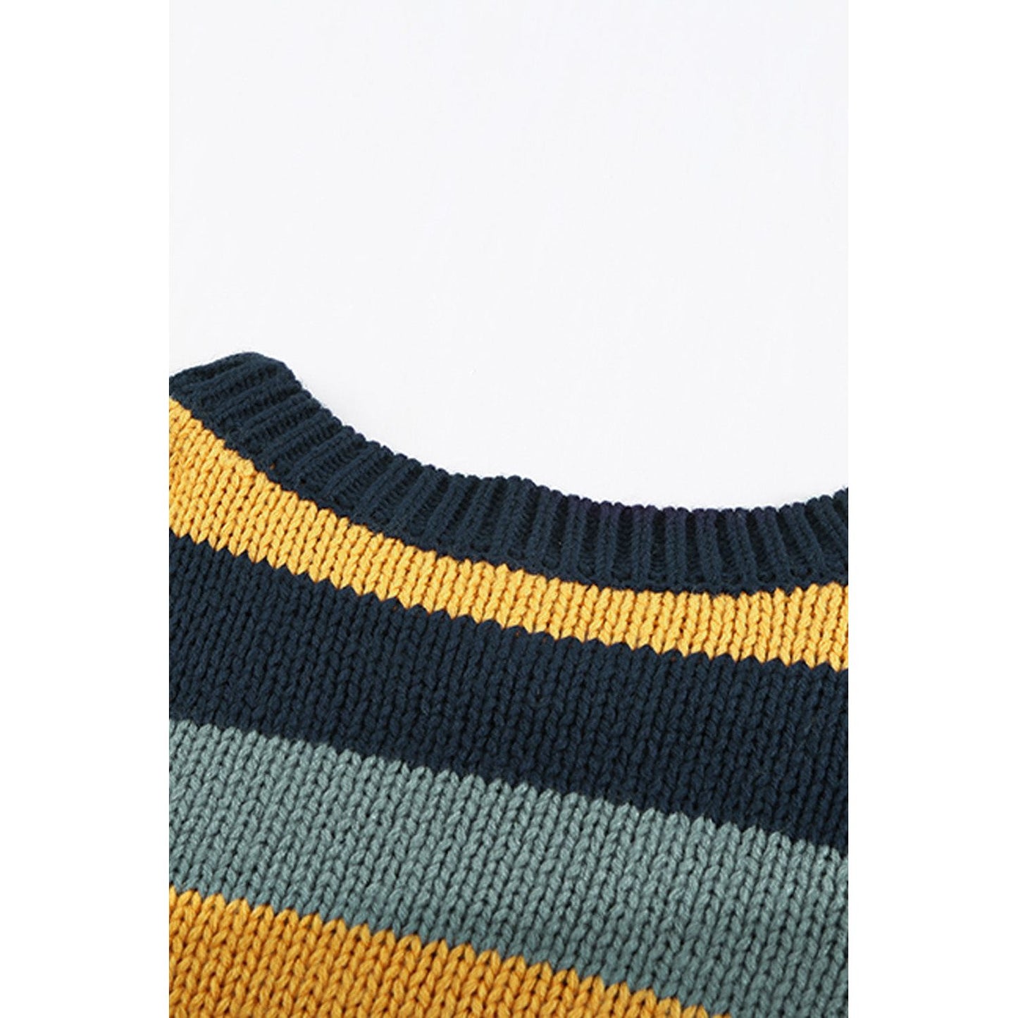 Color Block Round Neck Dropped Shoulder Sweater