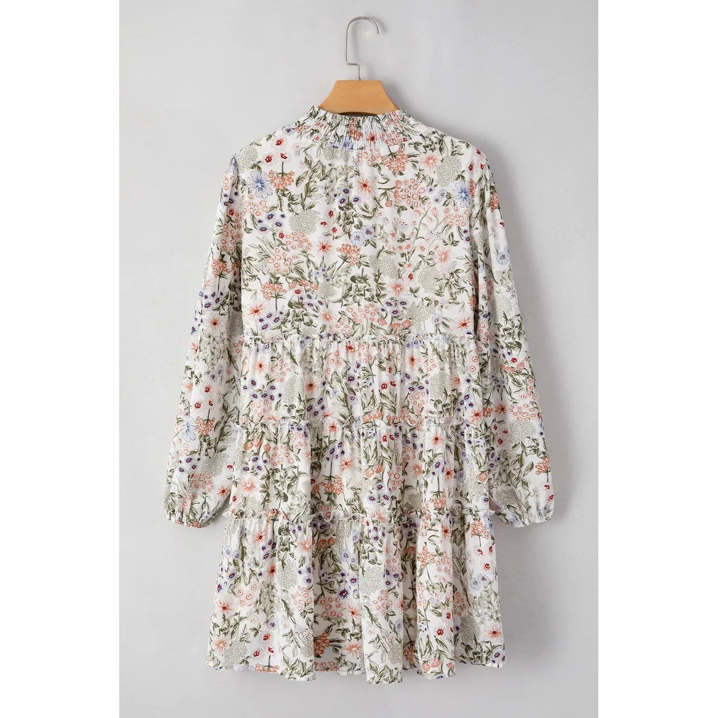 Printed Mock Neck Long Sleeve Mini Dress