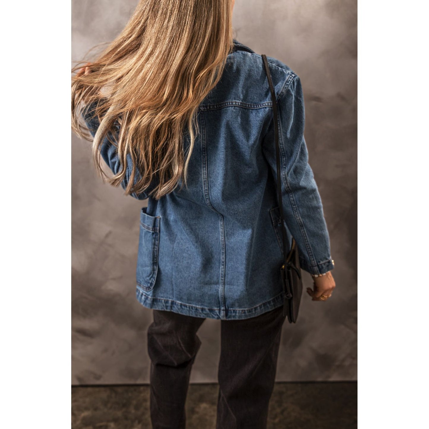Pocketed Long Sleeve Denim Jacket