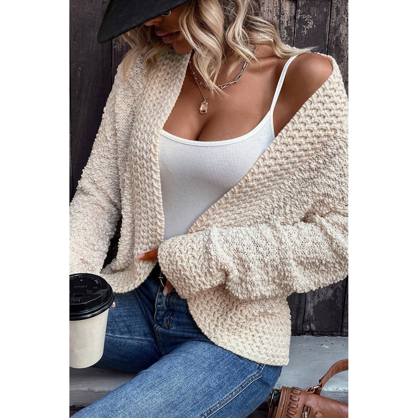Solid Color Open Front Cardigan