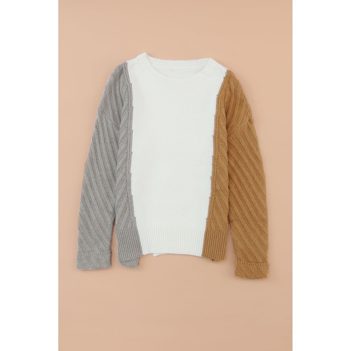Color Block Textured Drop Shoulder Sweater
