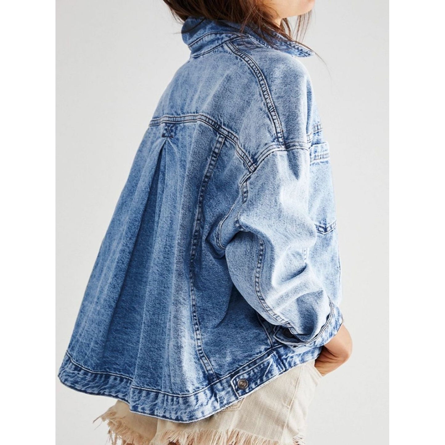 Pocketed Button Up Denim Jacket