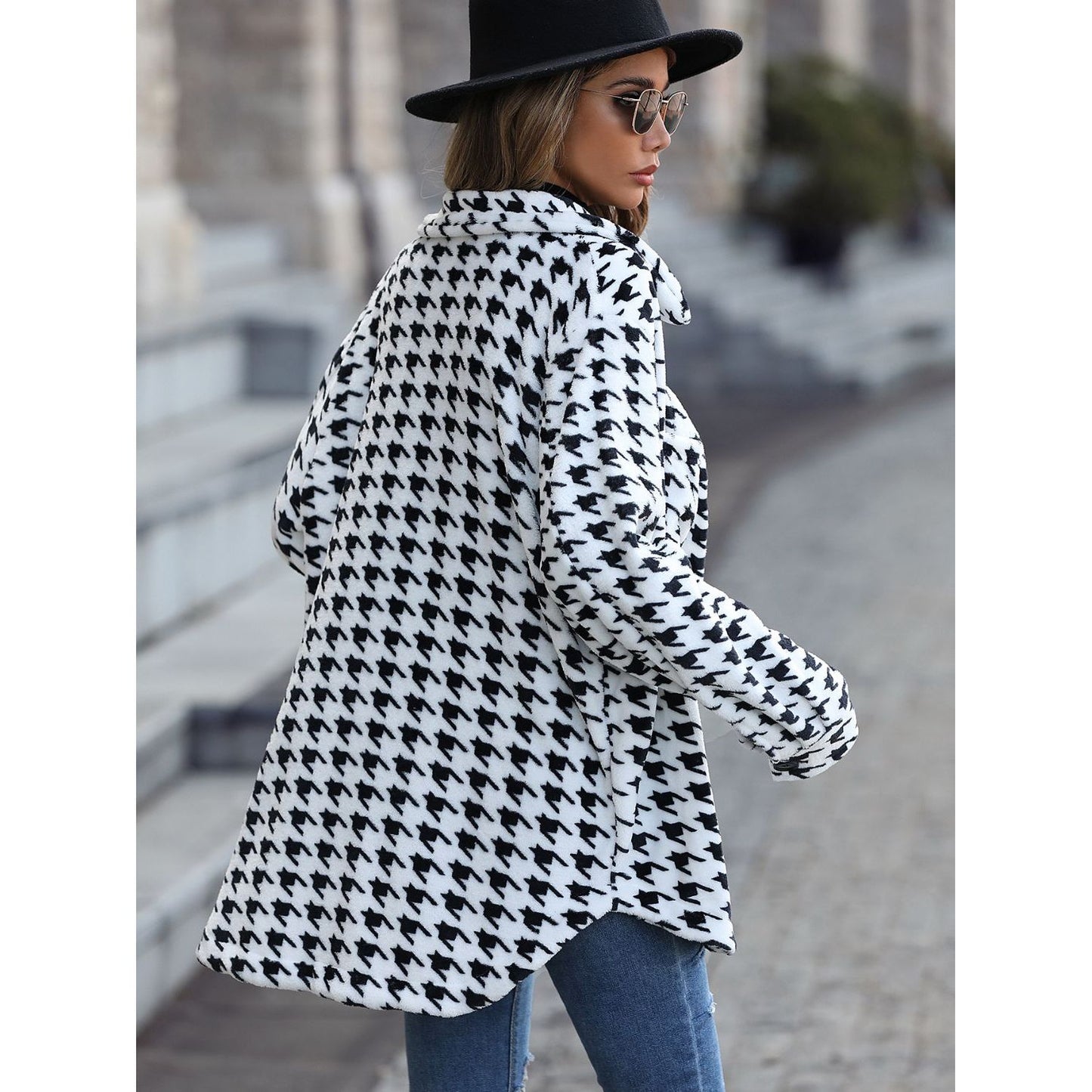 Houndstooth Button Down Jacket