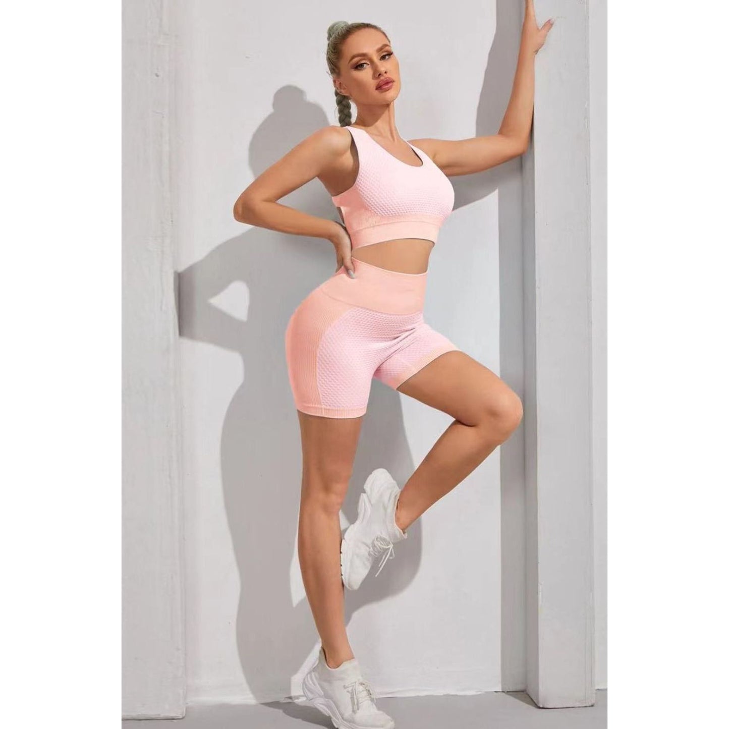 Round Neck Sports Bra and Shorts Set