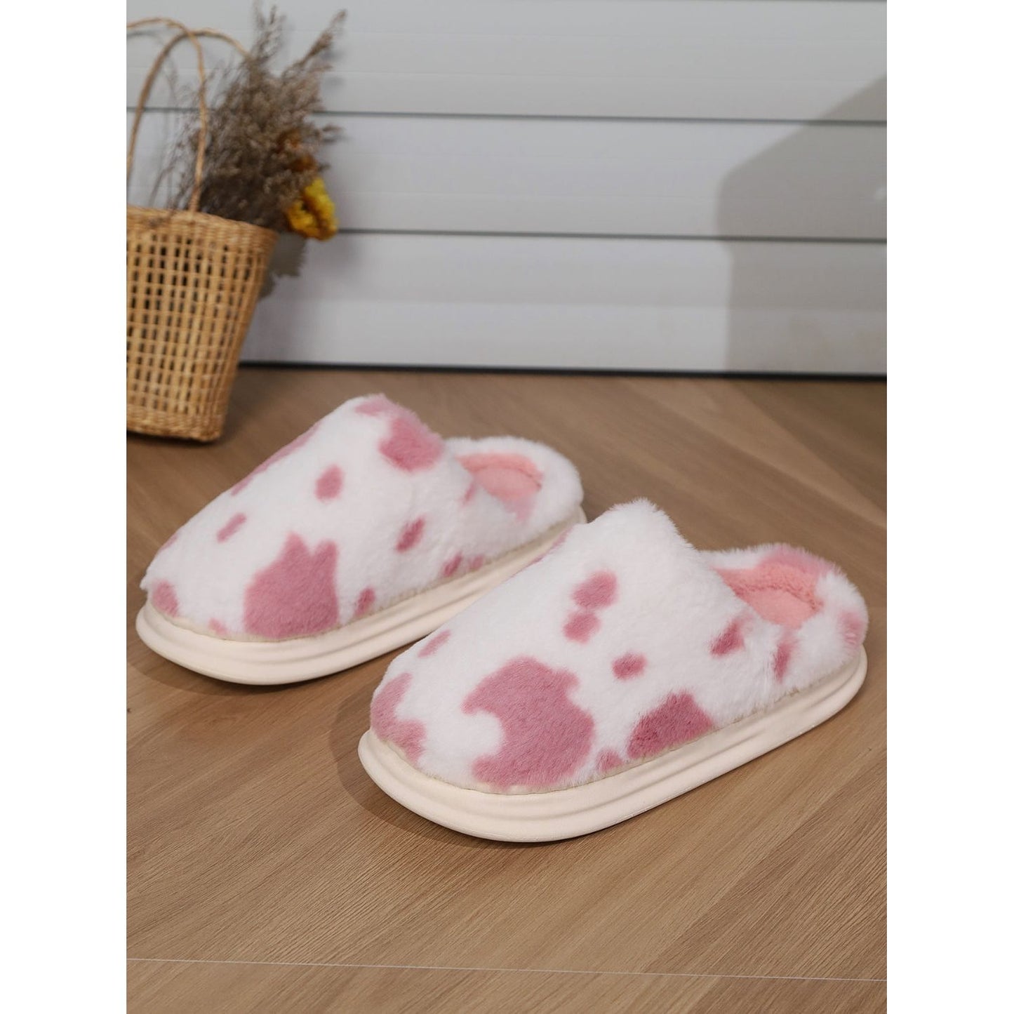 Animal Print Faux Fur Slippers