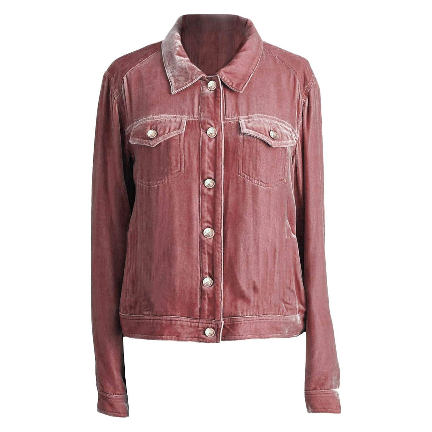 Button Up Long Sleeve Jacket with Chest Pockets