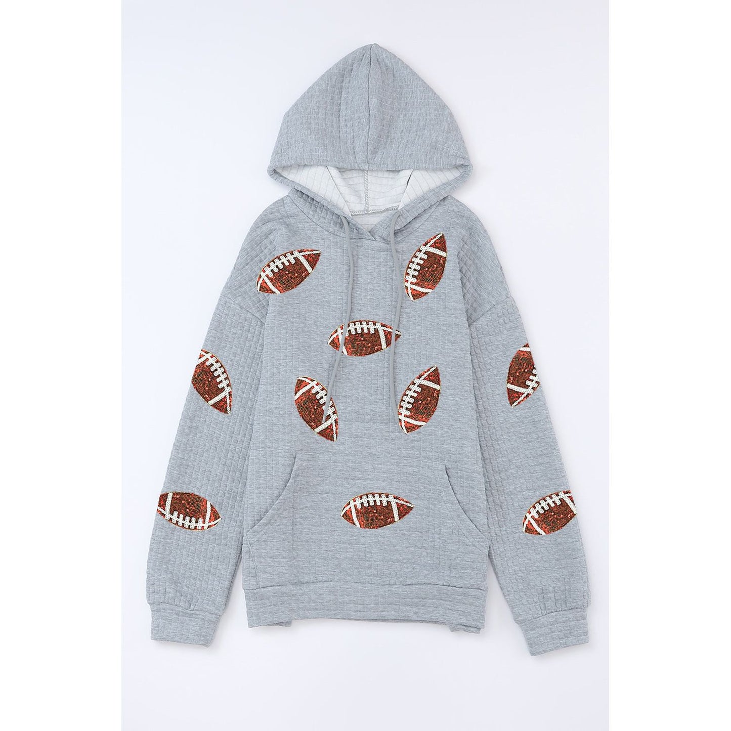 Drawstring Football Long Sleeve Hoodie