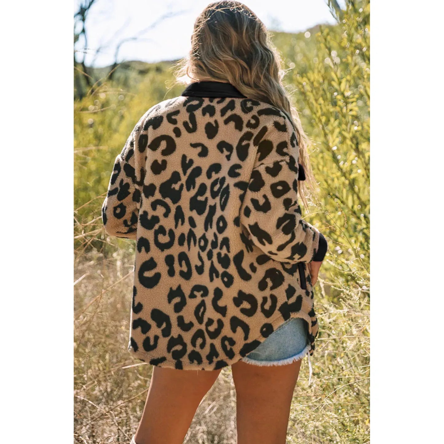 Leopard Button Up Long Sleeve Jacket