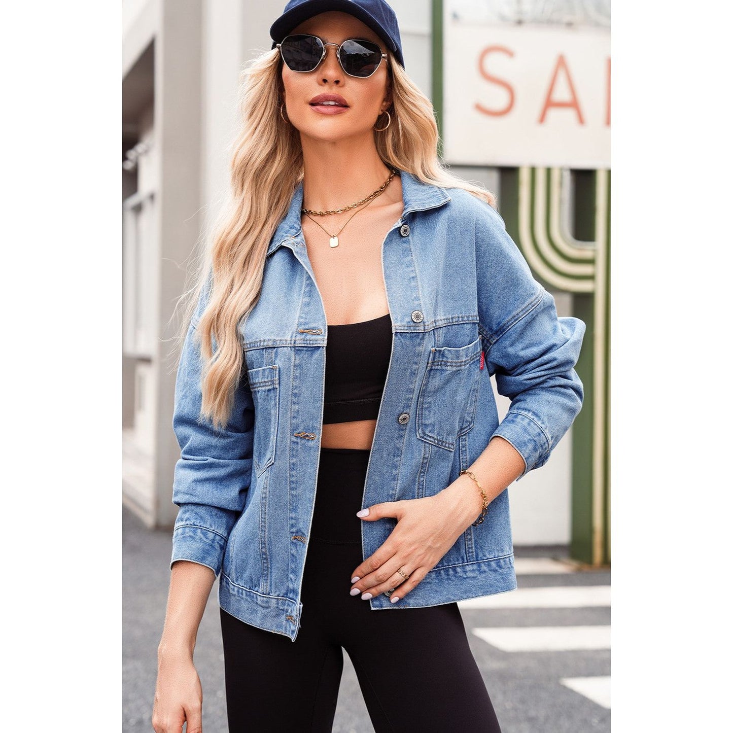 Pocketed Button Up Denim Jacket