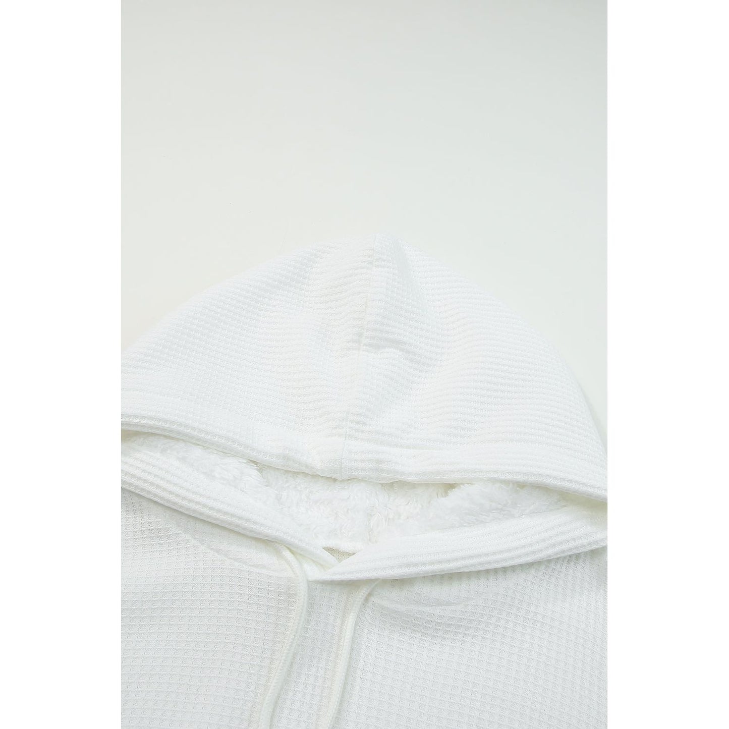 Waffle Knit Plaid Long Sleeve Kangaroo Pocket Hoodie