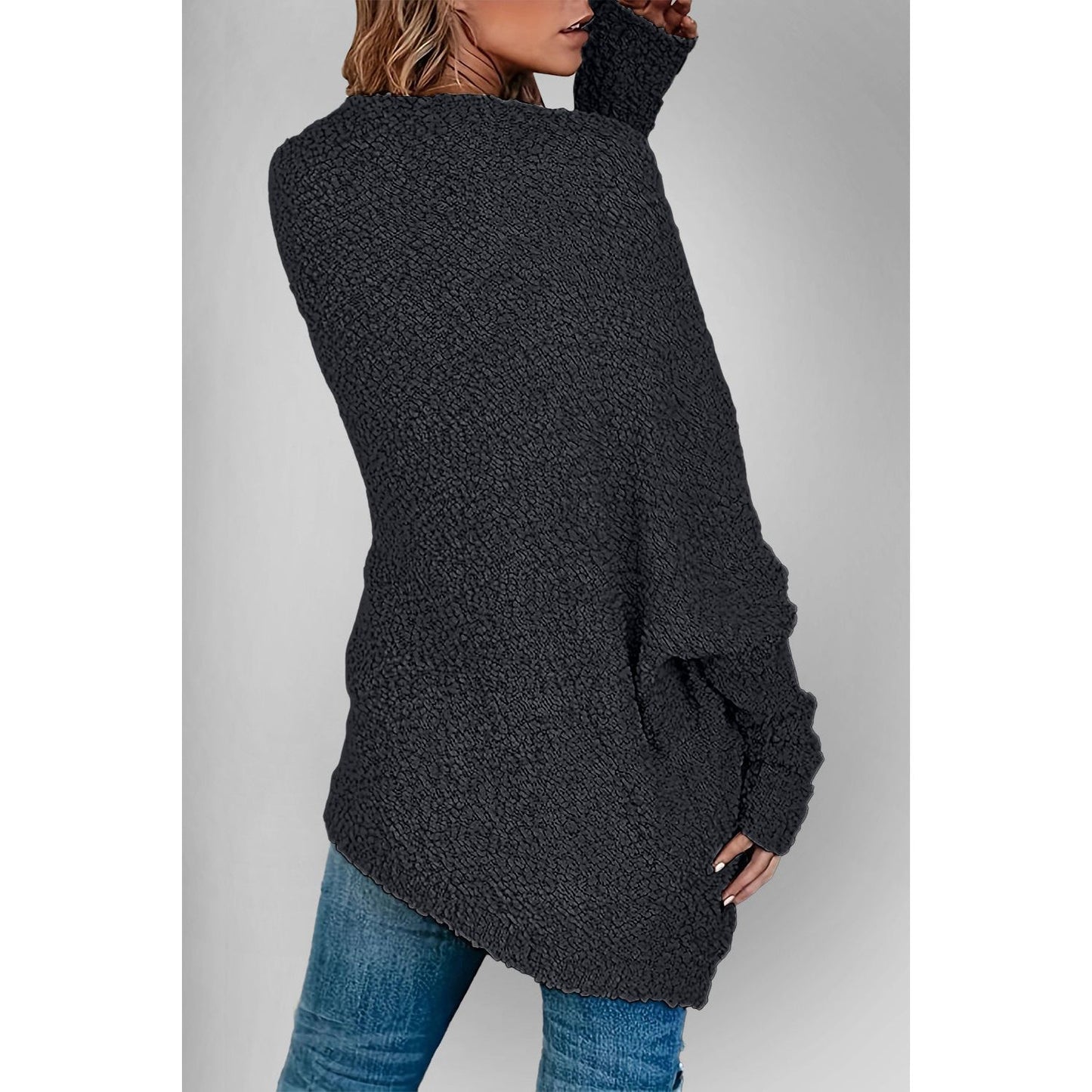Double Take Pocketed Open Front Long Sleeve Cardigan