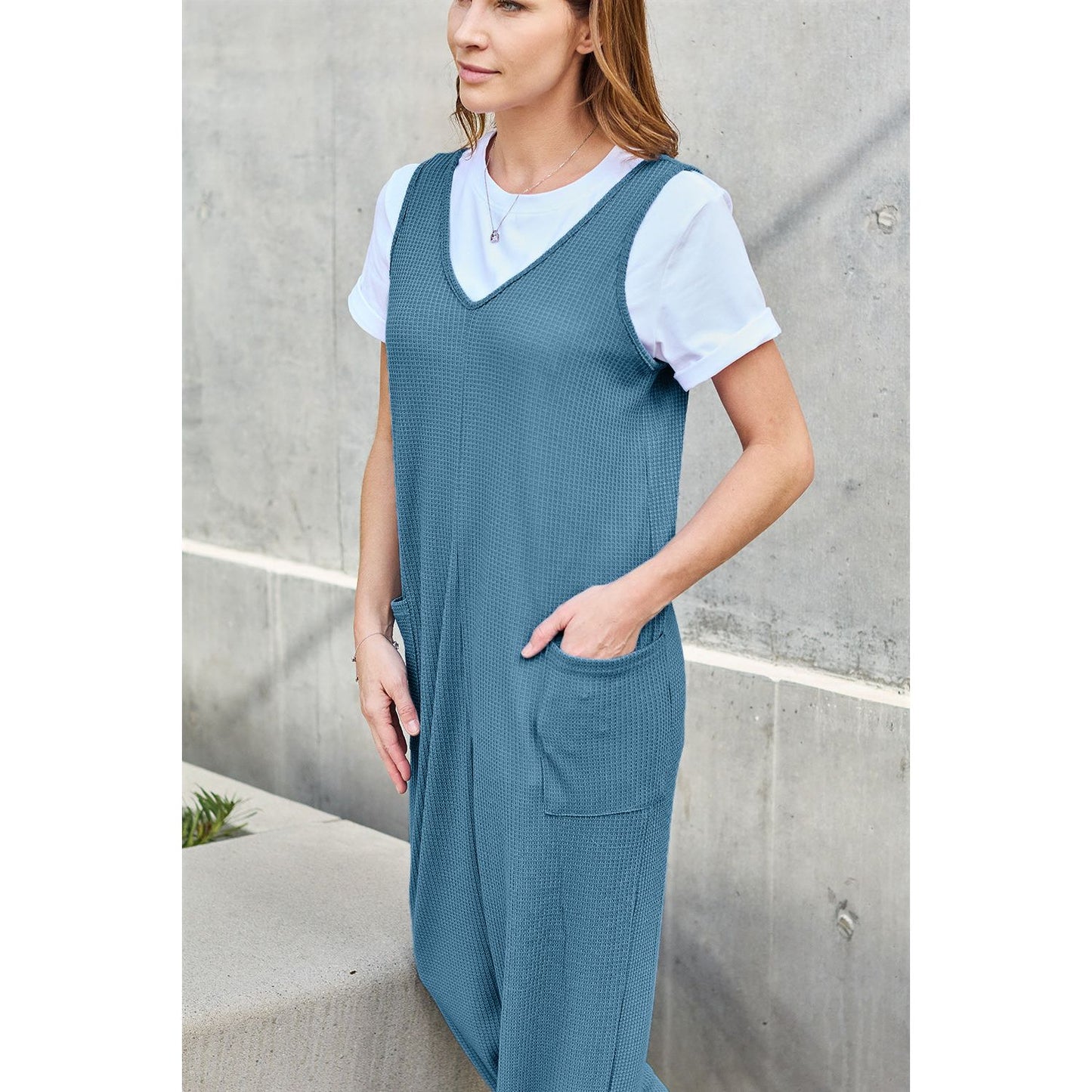 Double Take Full Size Sleeveless Straight Jumpsuit