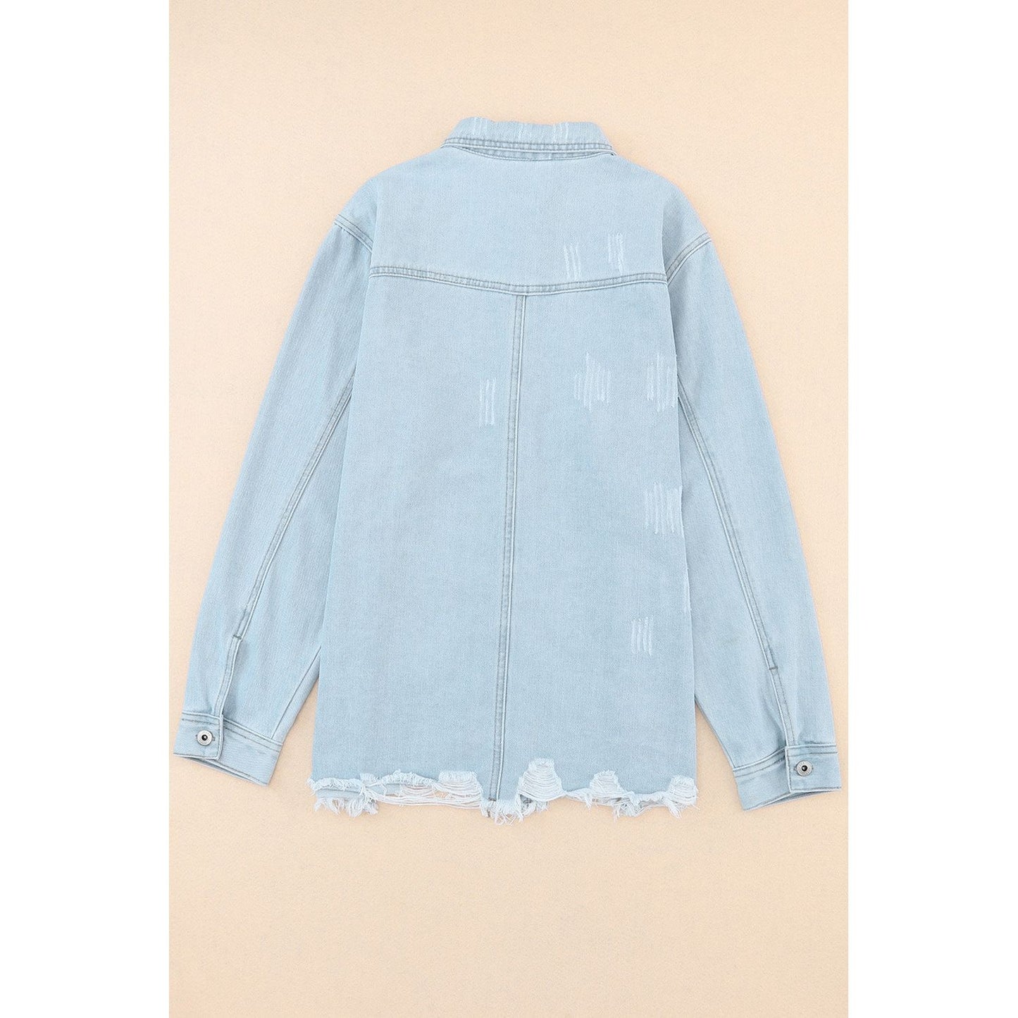 Flap Pocket Raw Hem Denim Jacket