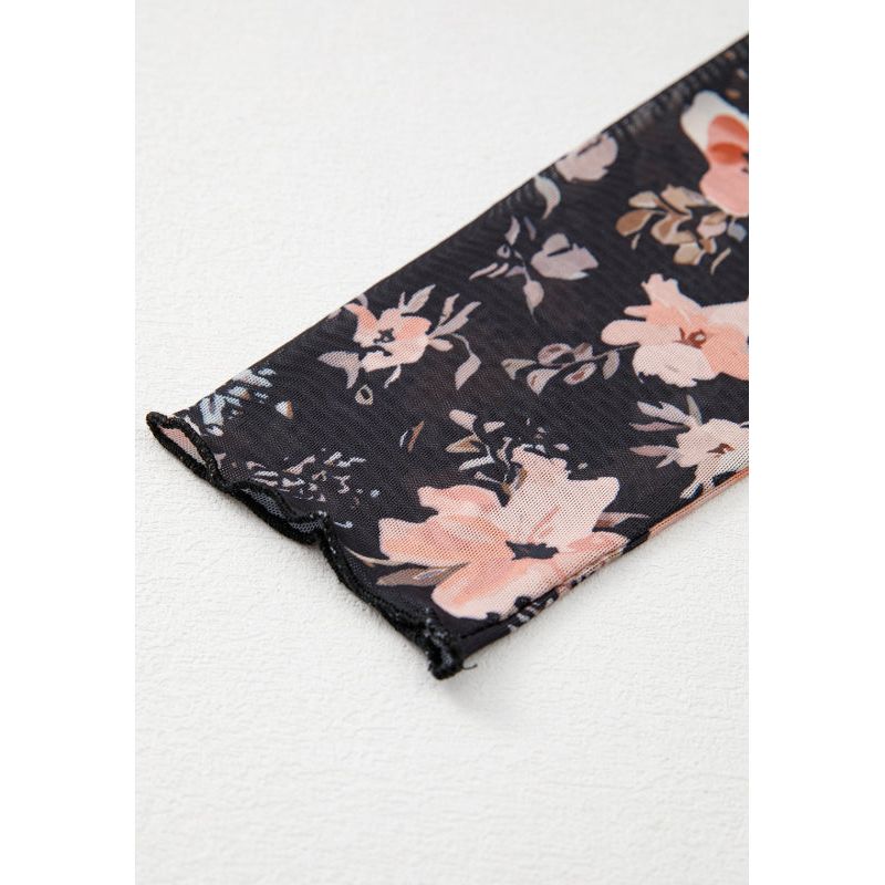 Floral Mock Neck Long Sleeve Blouse