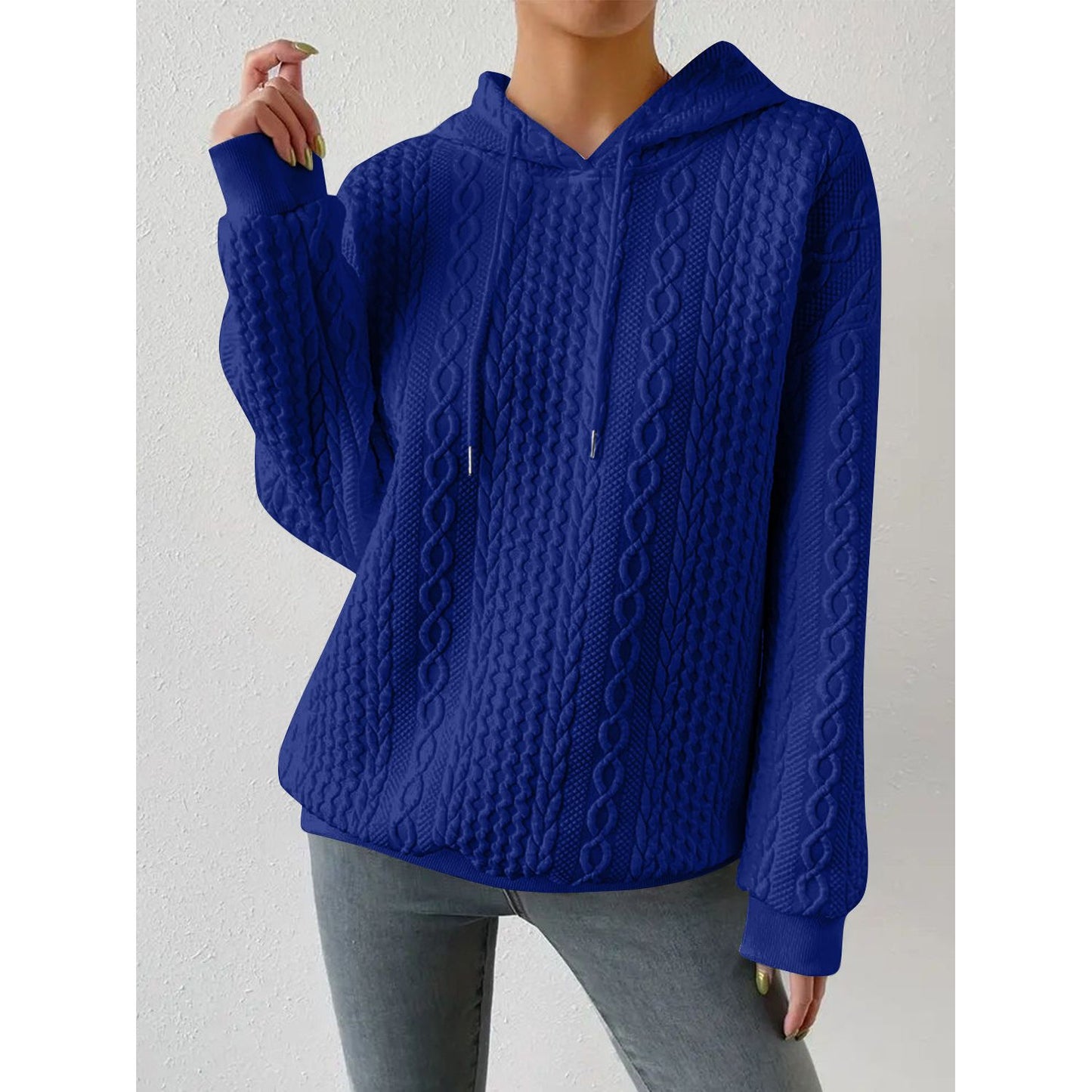 Drawstring Drop Shoulder Long Sleeve Hoodie