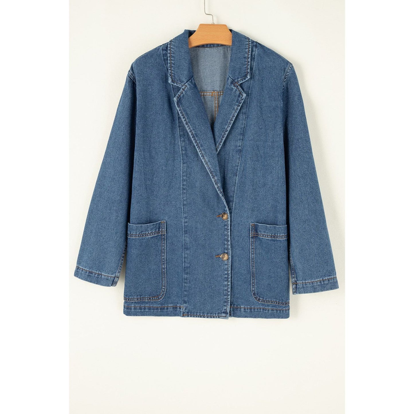 Pocketed Long Sleeve Denim Jacket