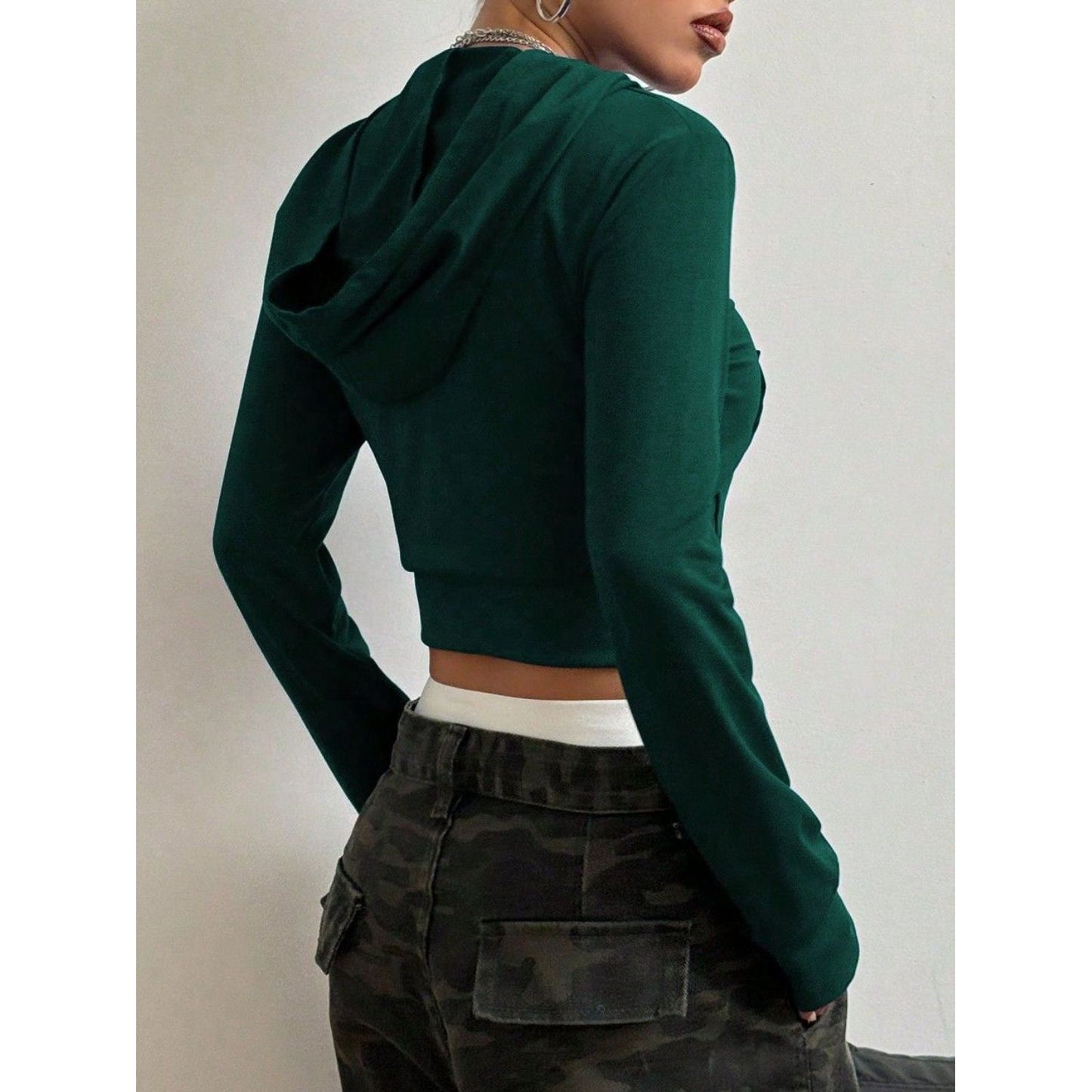 Letter Graphic Zip Up Long Sleeve Hoodie