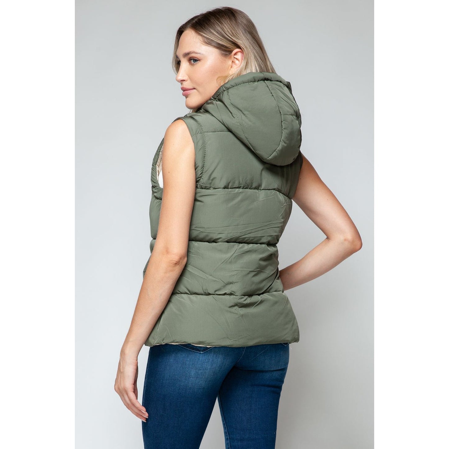 Snobbish Snap and Zip Closure Hooded Vest
