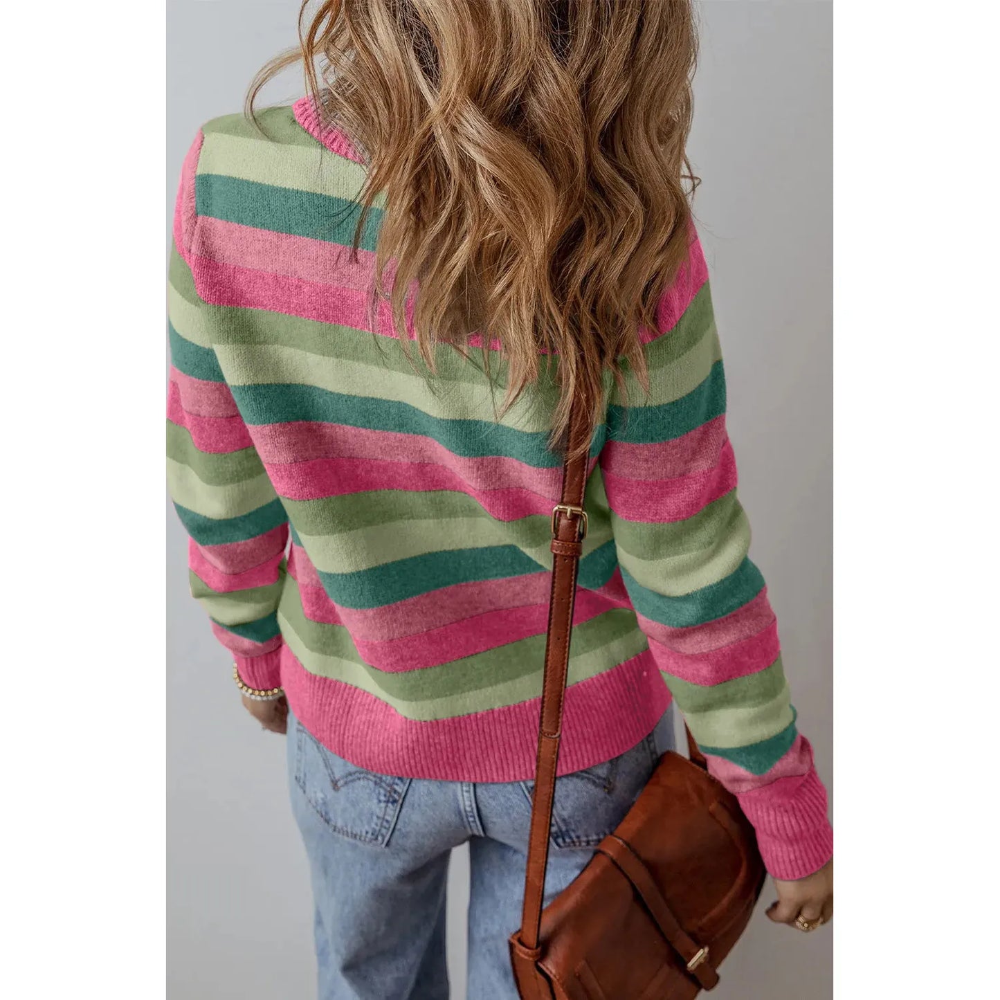 Striped Round Neck Long Sleeve Sweater
