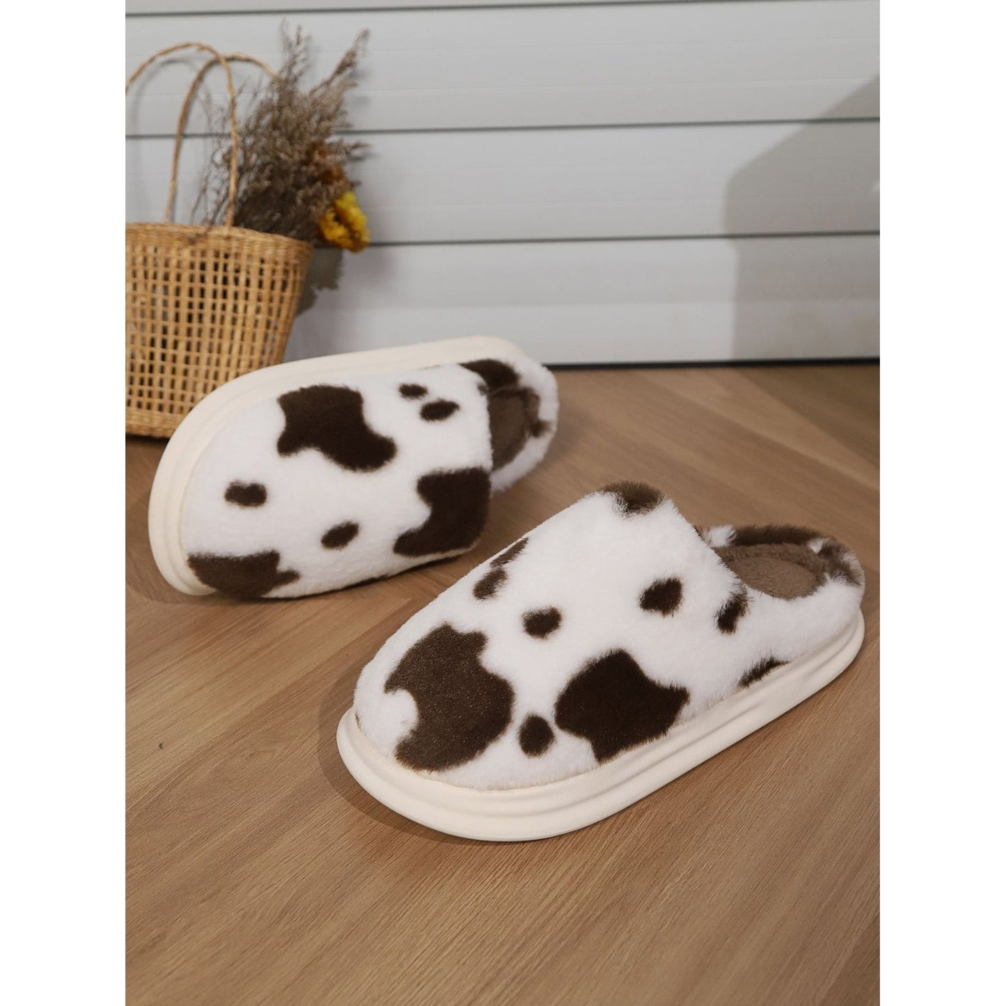 Animal Print Faux Fur Slippers