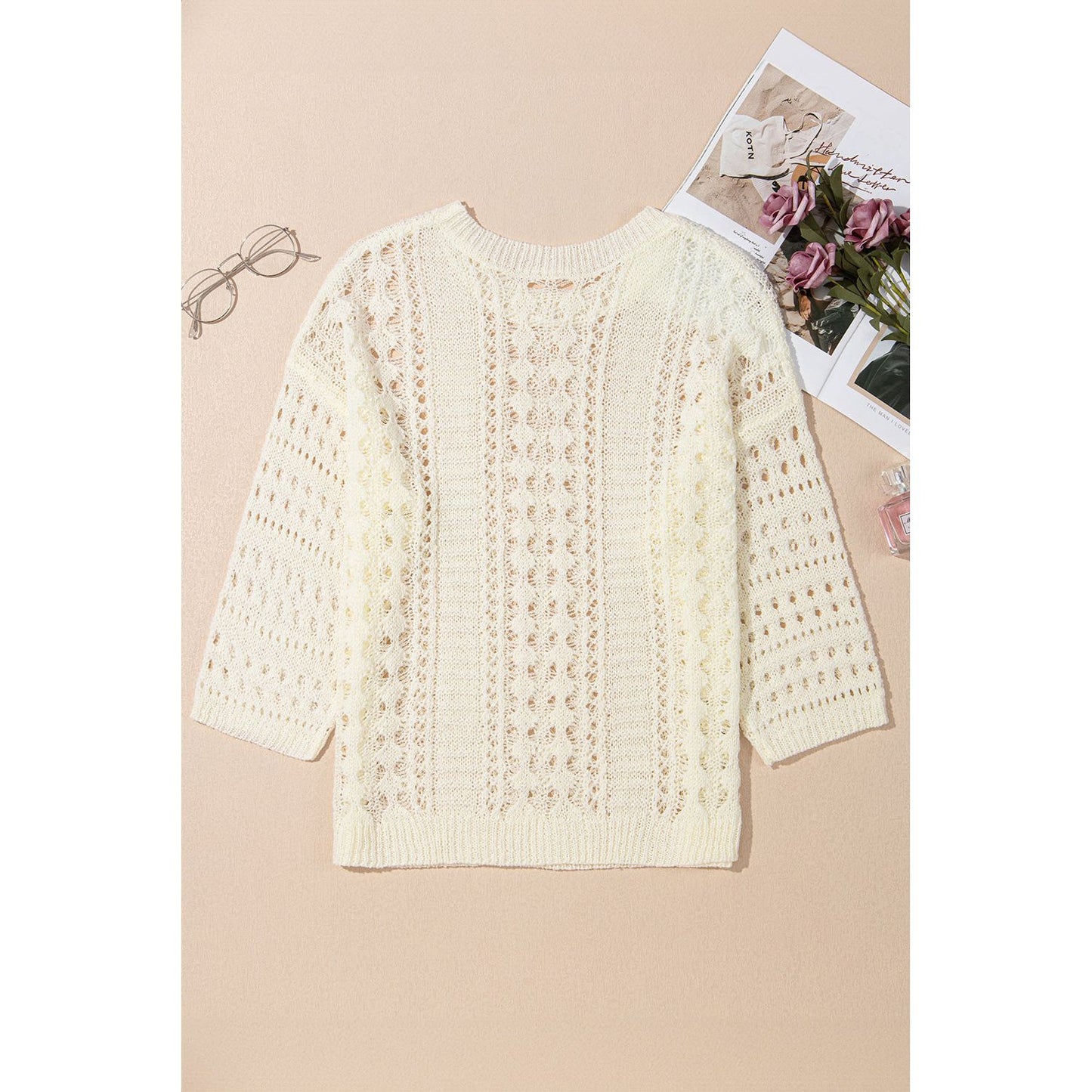 Hollow Out Drop Shoulder Sweater