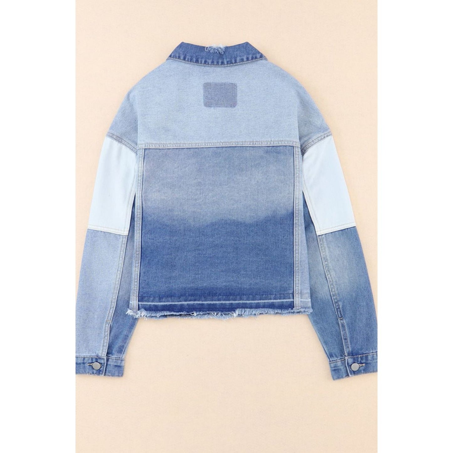 Distressed Button Up Drop Shoulder Denim Jacket