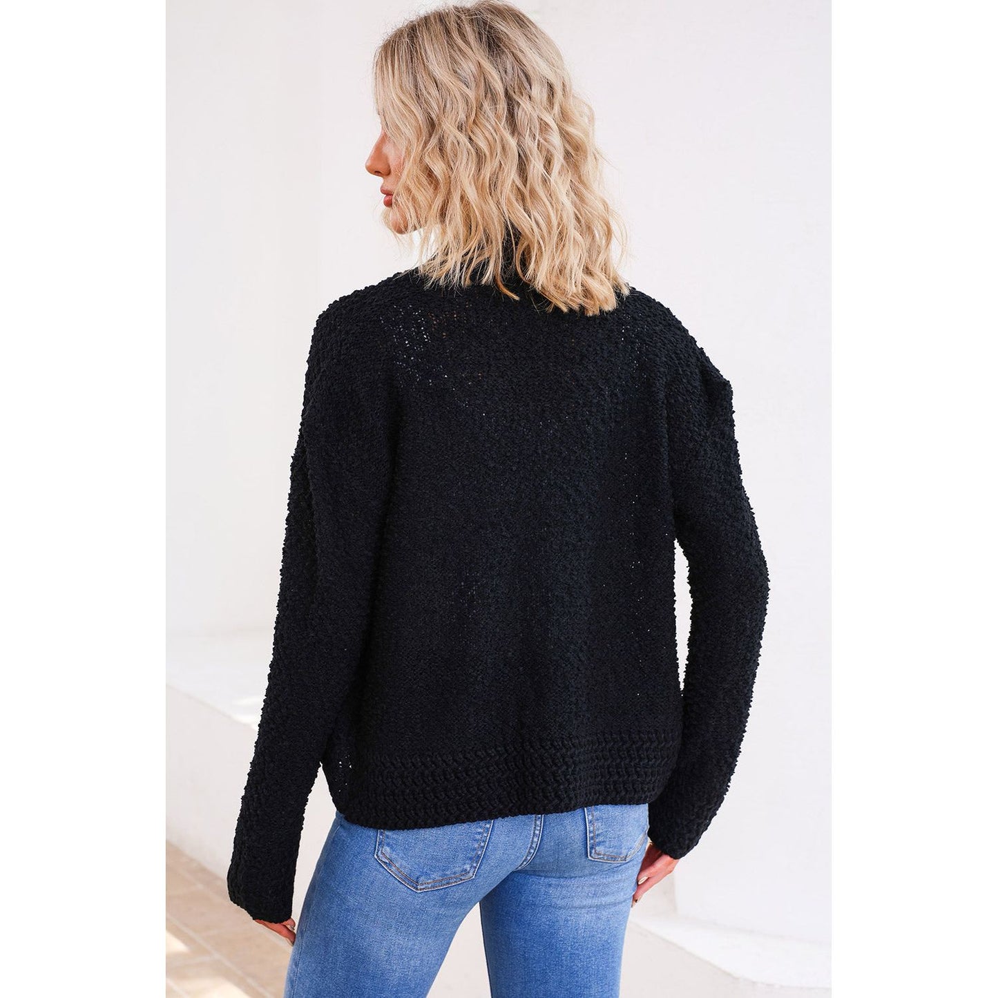 Solid Color Open Front Cardigan