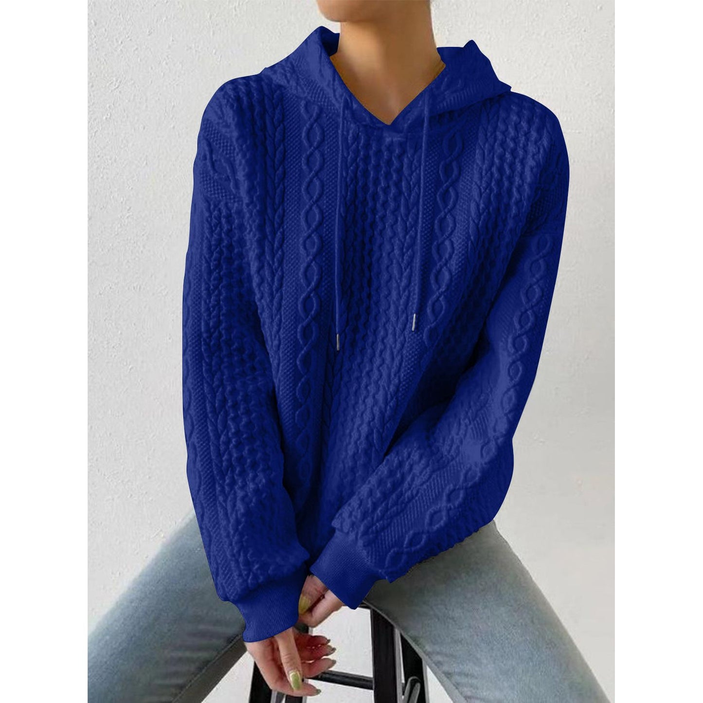 Drawstring Drop Shoulder Long Sleeve Hoodie