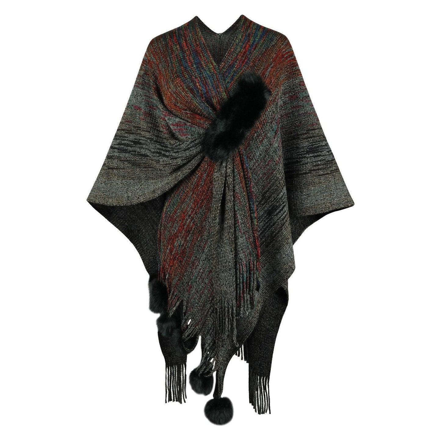 Heathered Fringe Hem Poncho