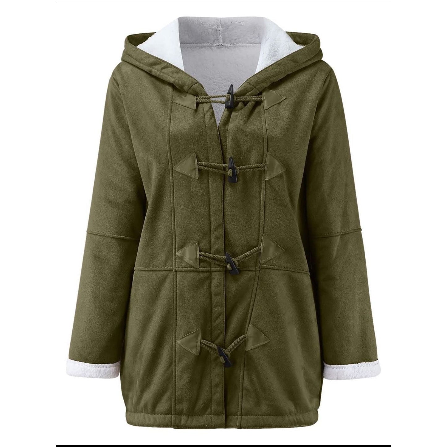 Full Size Pocketed Long Sleeve Hooded Toggle Jacket