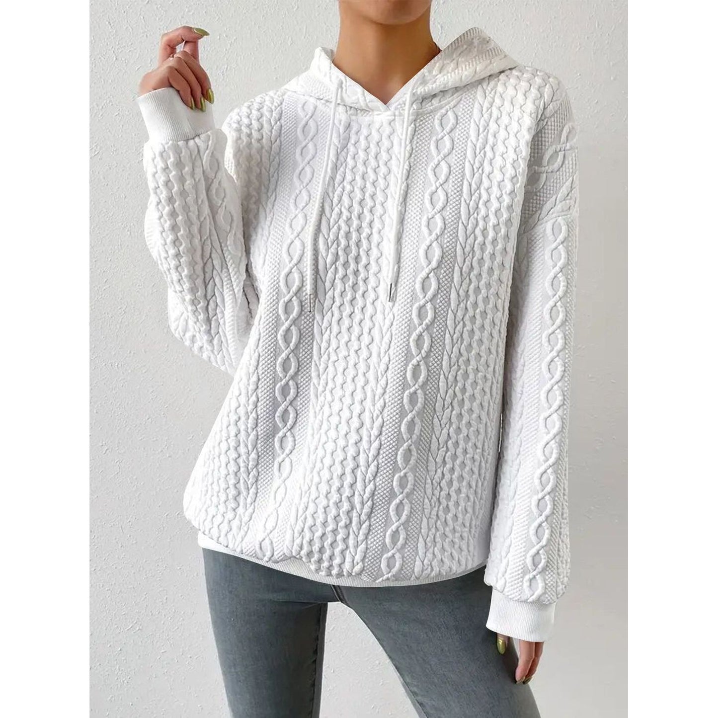 Drawstring Drop Shoulder Long Sleeve Hoodie