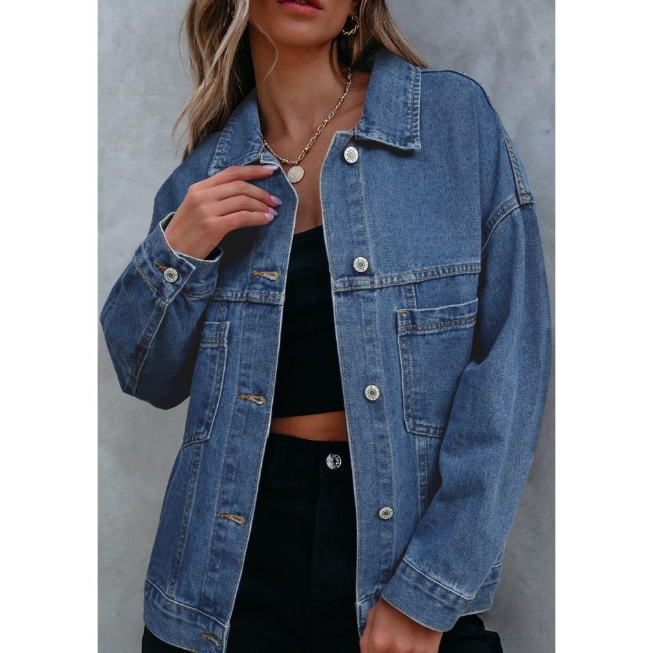 Pocketed Button Up Denim Jacket