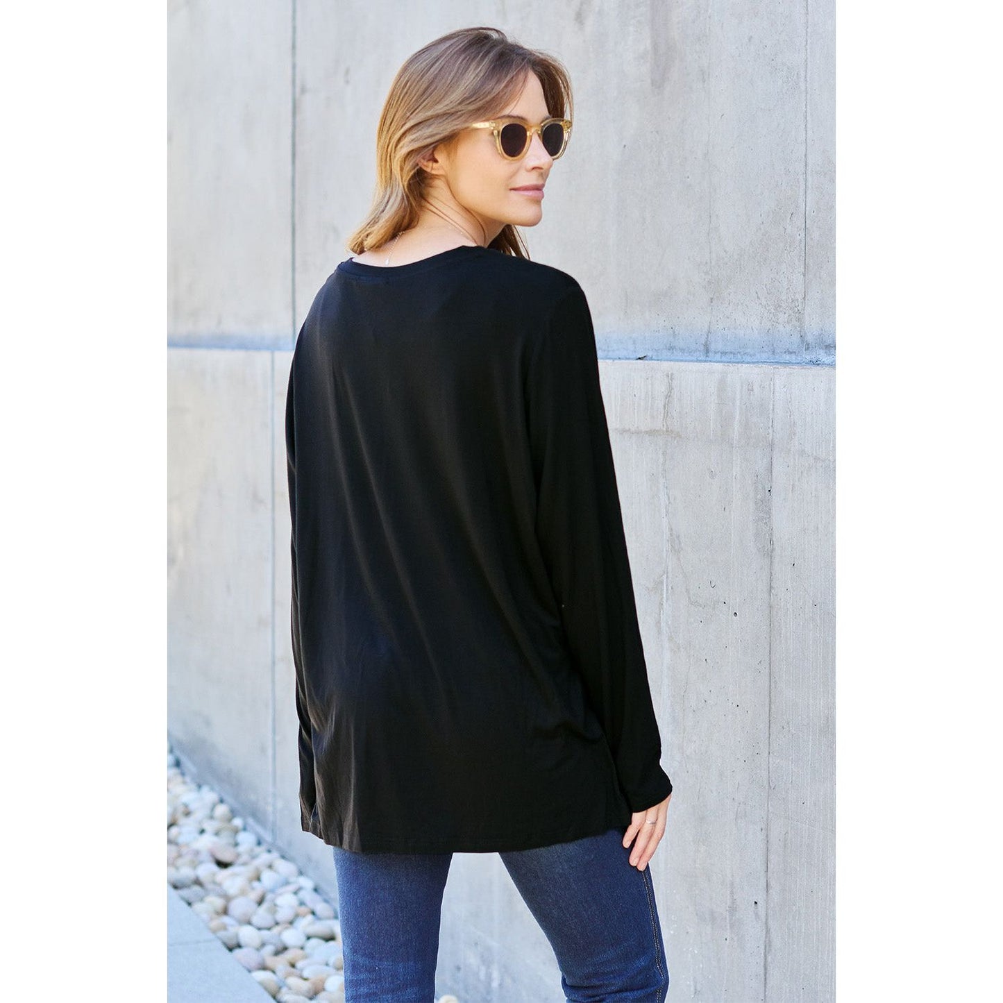 Basic Bae Full Size V-Neck Long Sleeve Top